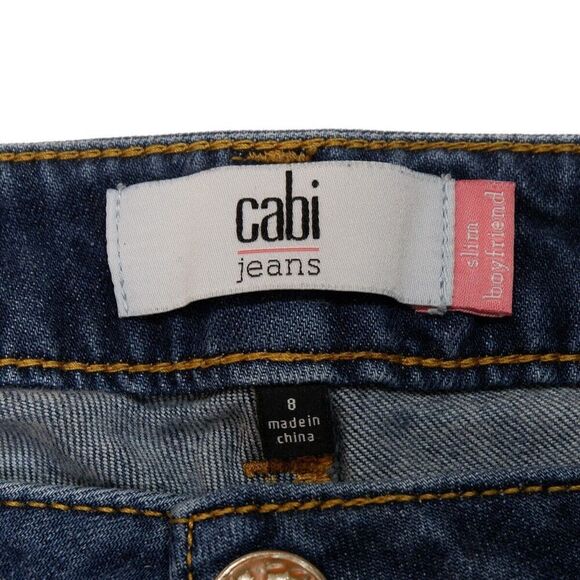 Cabi Jeans Womens 8 Slim Boyfriend Distressed Blue Low Mid Measures 33 x 29.5 - Picture 4 of 11